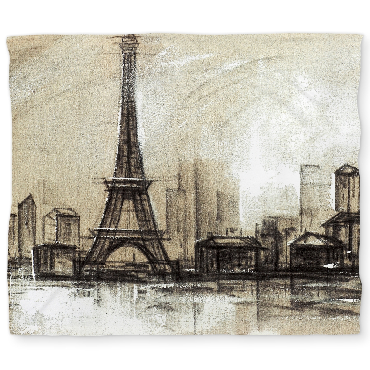 C1DCKSW0B6OSGP Eiffel Tower Sketch King Size Duvet Cover - Building Cities Home Decor