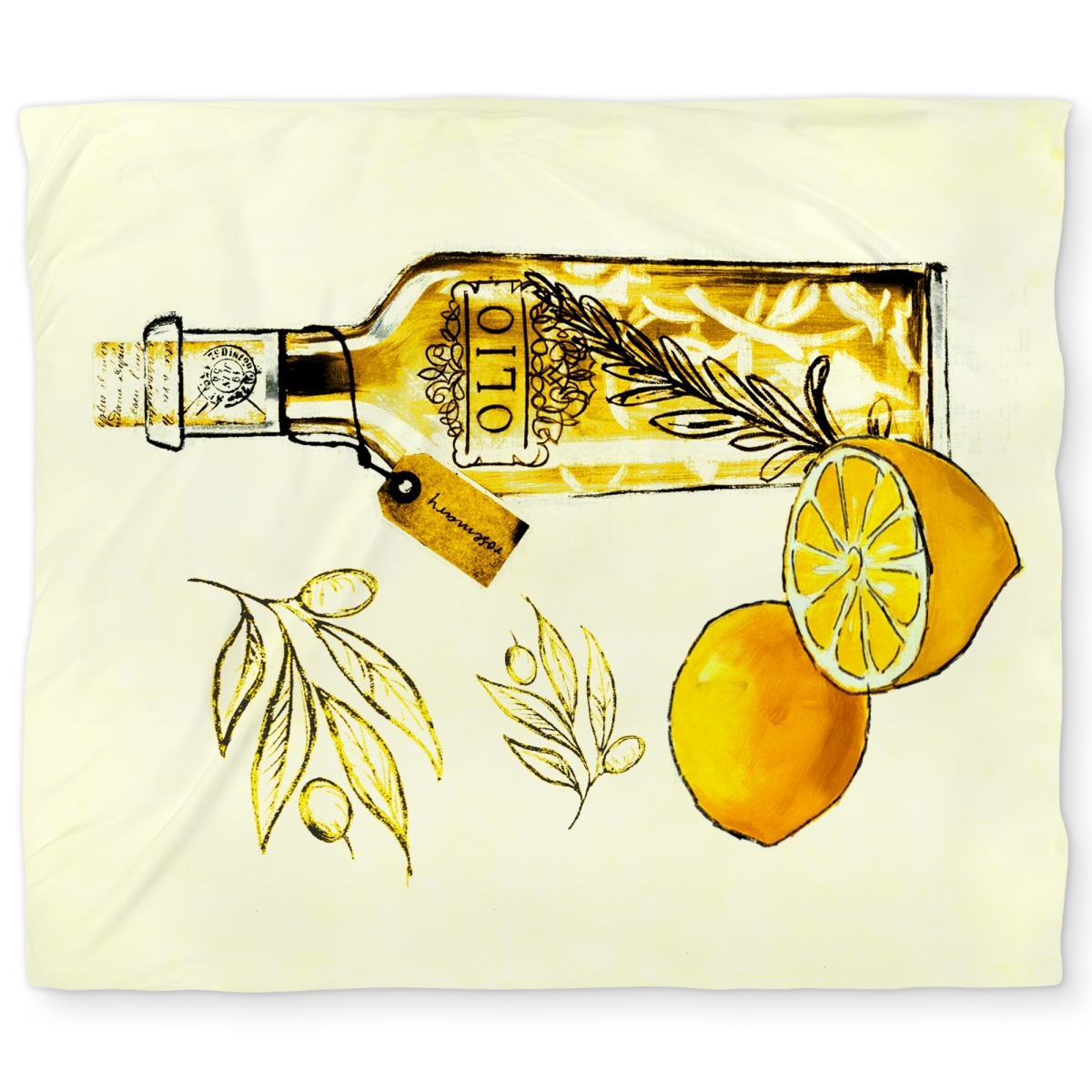 C1DCKSW0GQU173 Olive Oil & Lemons King Size Duvet Cover - Object Kitchen Decor