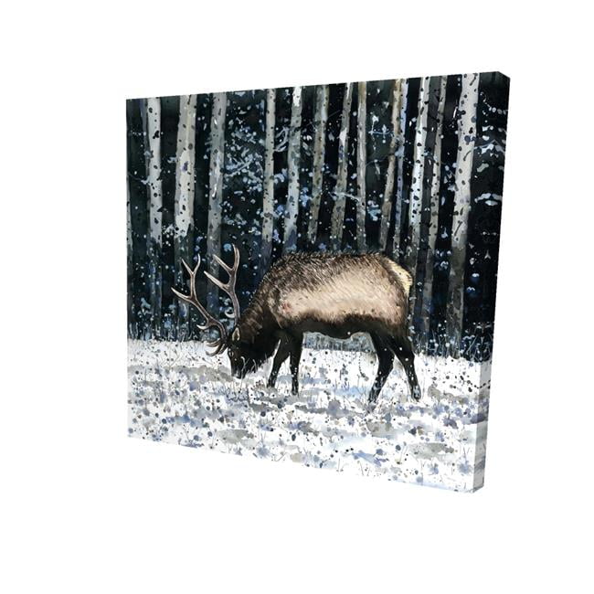 16 x 16 in. Caribou in the Winter Forest-Print on Canvas