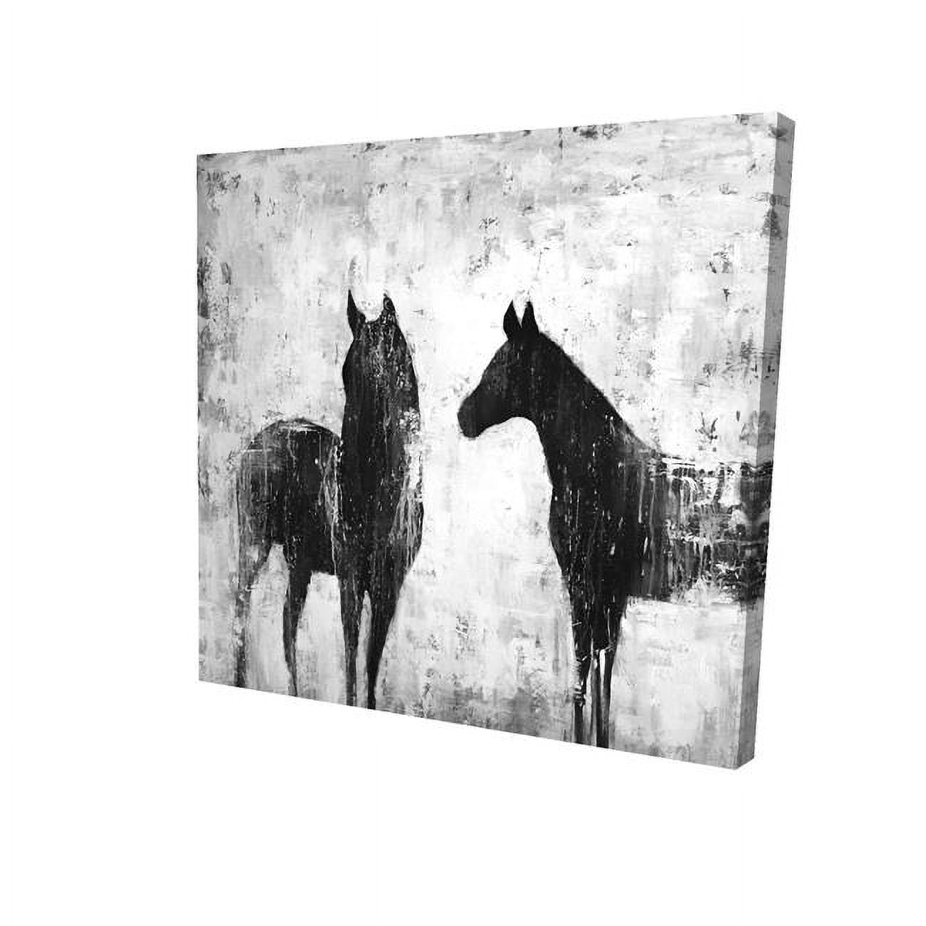 16 x 16 in. Black & White Horses-Print on Canvas