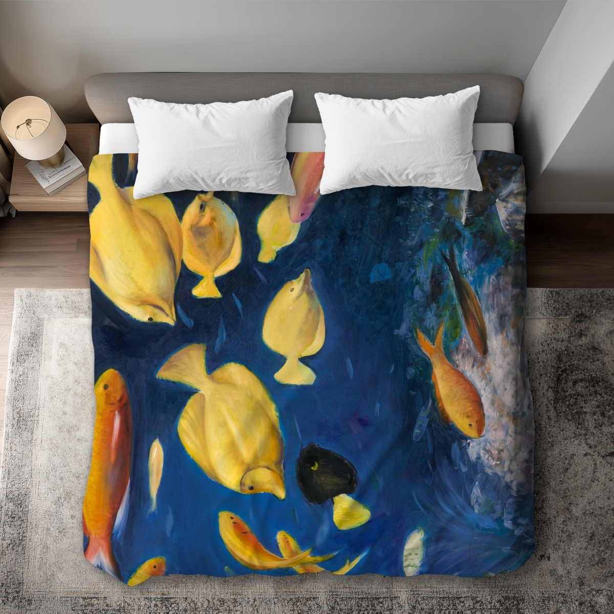 C1DCKSW05T9NX5 Orange Contemporary Sea King Size Duvet Cover - Fish Under the Sea