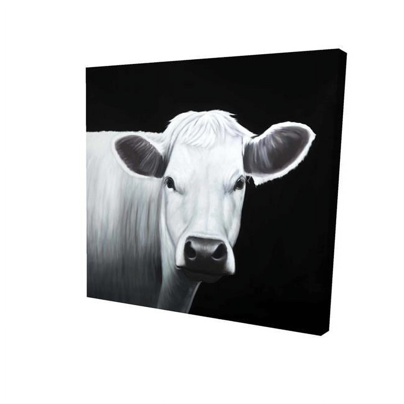 16 x 16 in. White Cow-Print on Canvas