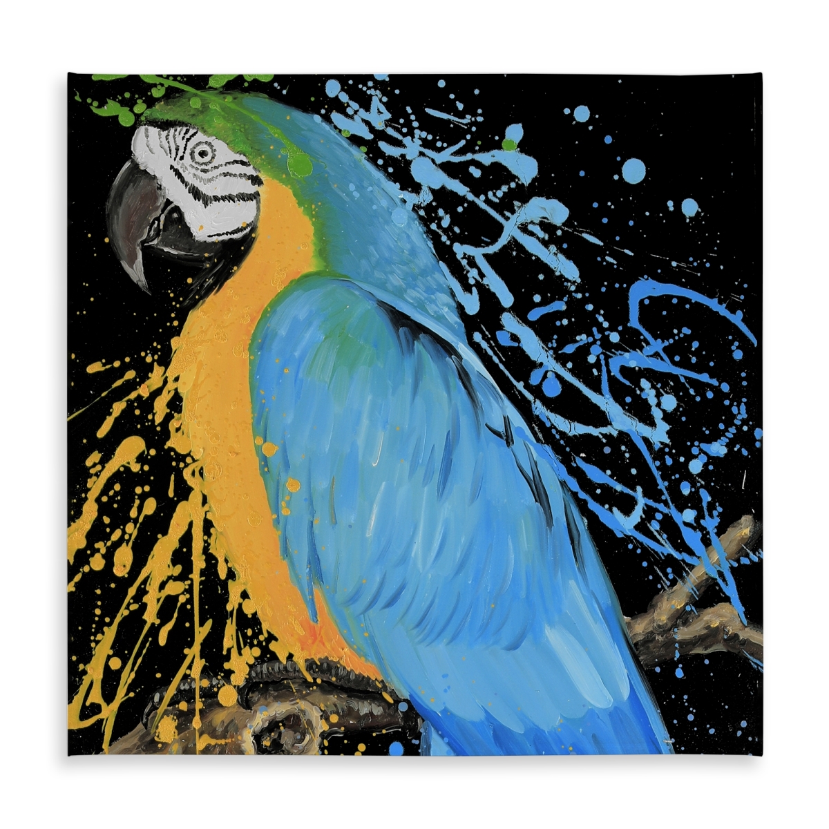 Picture of Begin Home Decor C1TC5858SMMY9N 58 x 58 in. Blue Macaw Parrot Tablecloth - Indoor Outdoor Home Decor