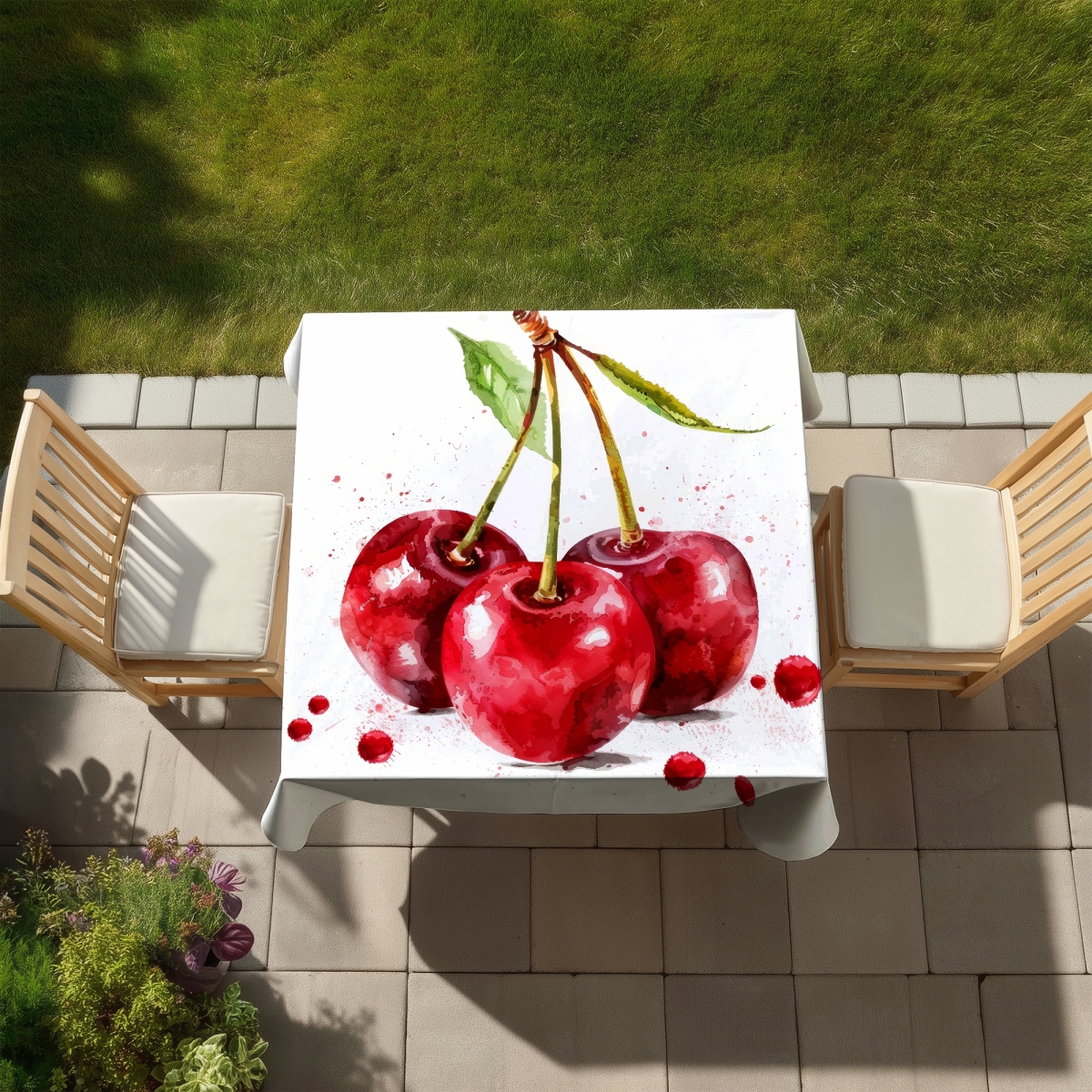 Picture of Begin Home Decor C1TC58580UHKJZ 58 x 58 in. Cherries Tablecloth - Indoor & Outdoor Home Decor - Stylish Dining