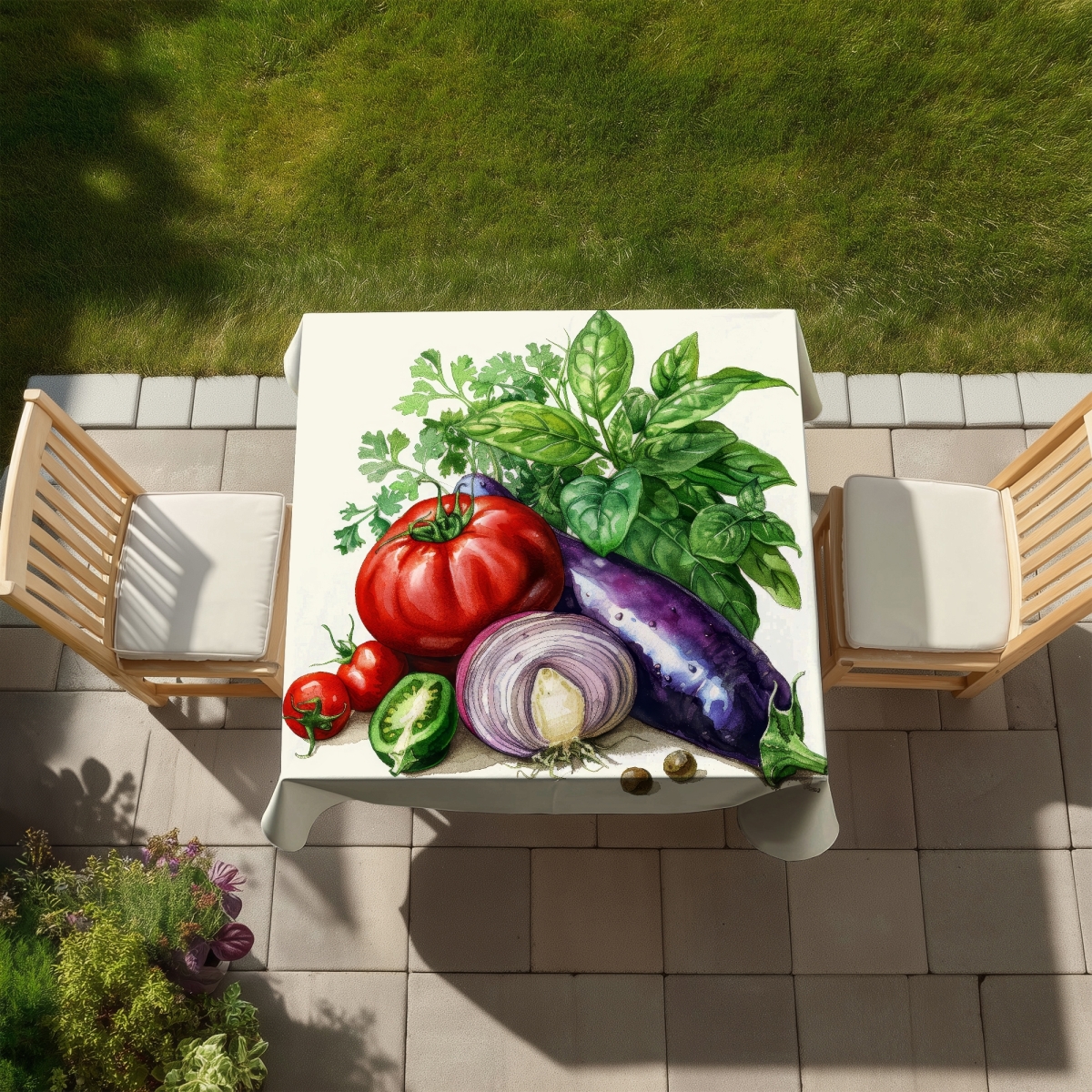 Picture of Begin Home Decor C1TC5858TH8V0A 58 x 58 in. Piled Up Indoor & Outdoor Tablecloth - Home Decor Essential