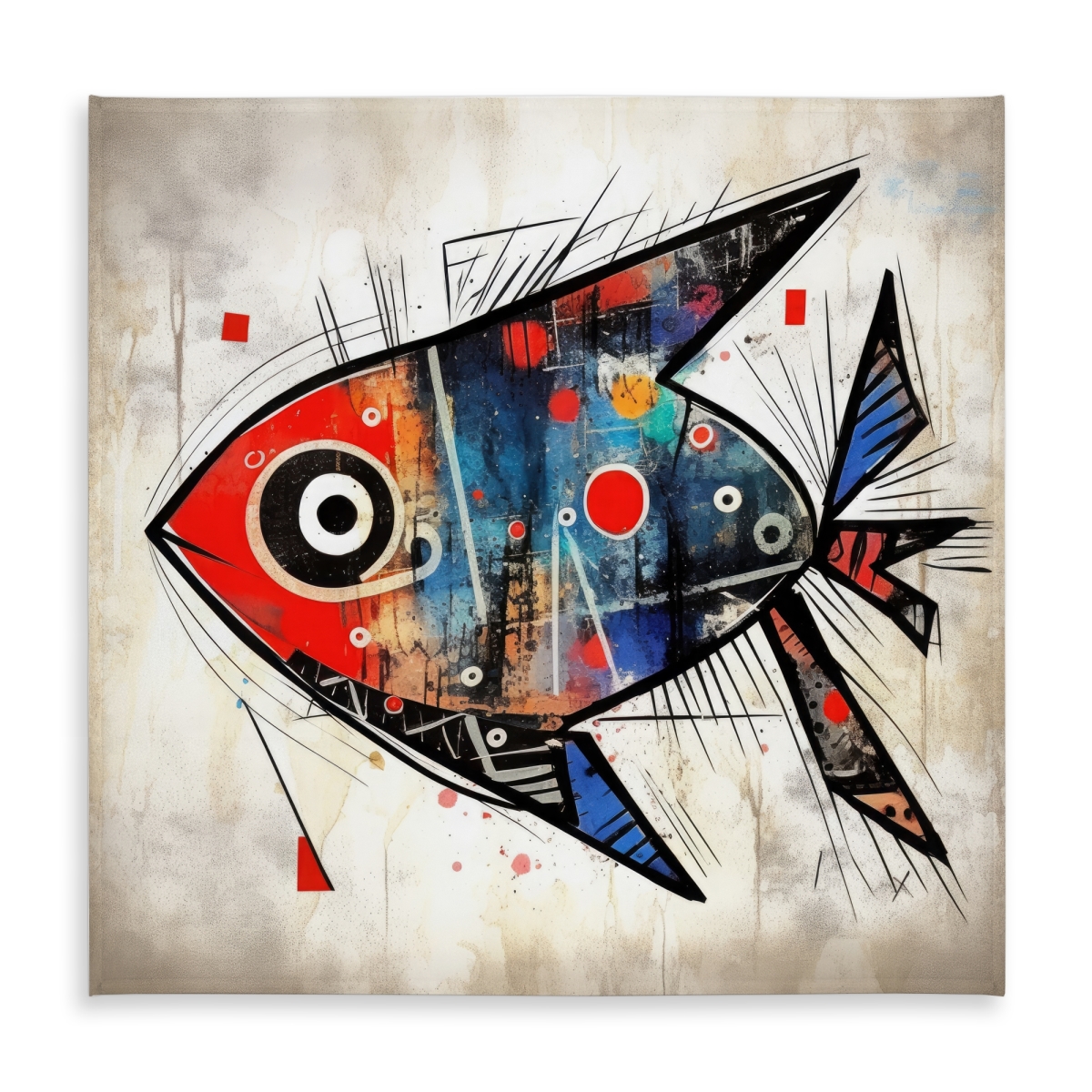 Picture of Begin Home Decor C1TC58580CLJ9I 58 x 58 in. Fish Gaze Blue Minimalist Tablecloth - Indoor & Outdoor Decor