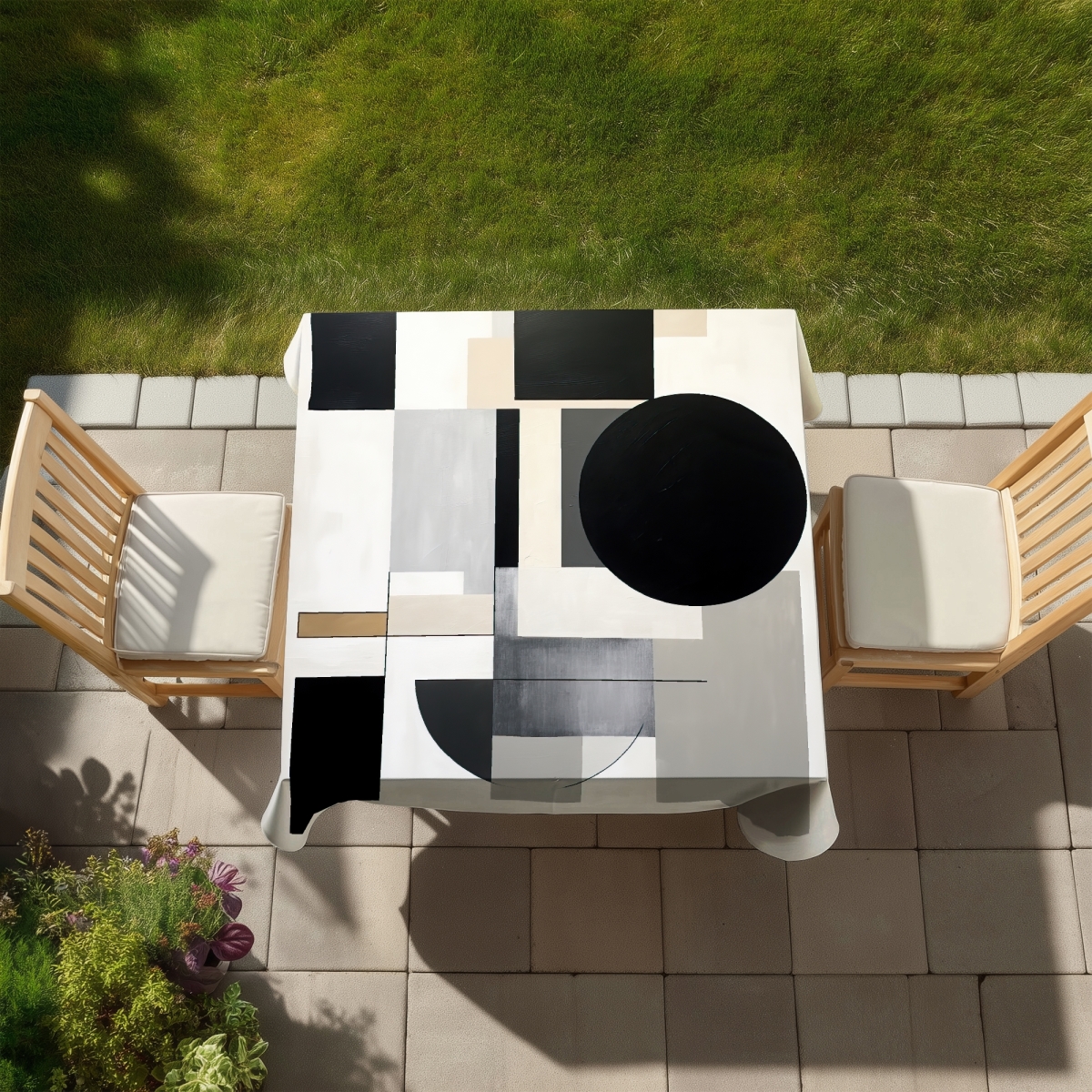 Picture of Begin Home Decor C1TC58589IHYNN 58 x 58 in. Bedroom Brown Shapes Tablecloth - Indoor & Outdoor Home Decor