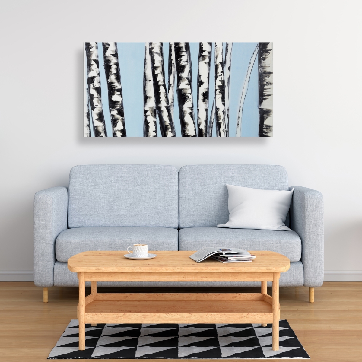 C1RC24486GFBF7 24 x 48 in. Pastel Birches - Bedroom Trees Canvas for Home Decor