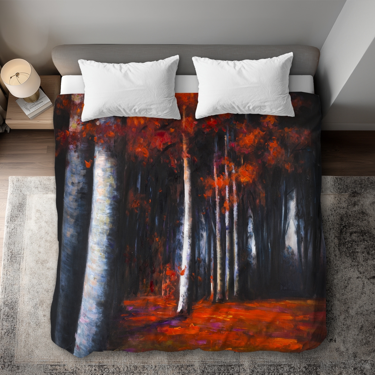 C1DCKSW0O47X3L Mysterious Forest King Size Duvet Cover - White Back Home Decor