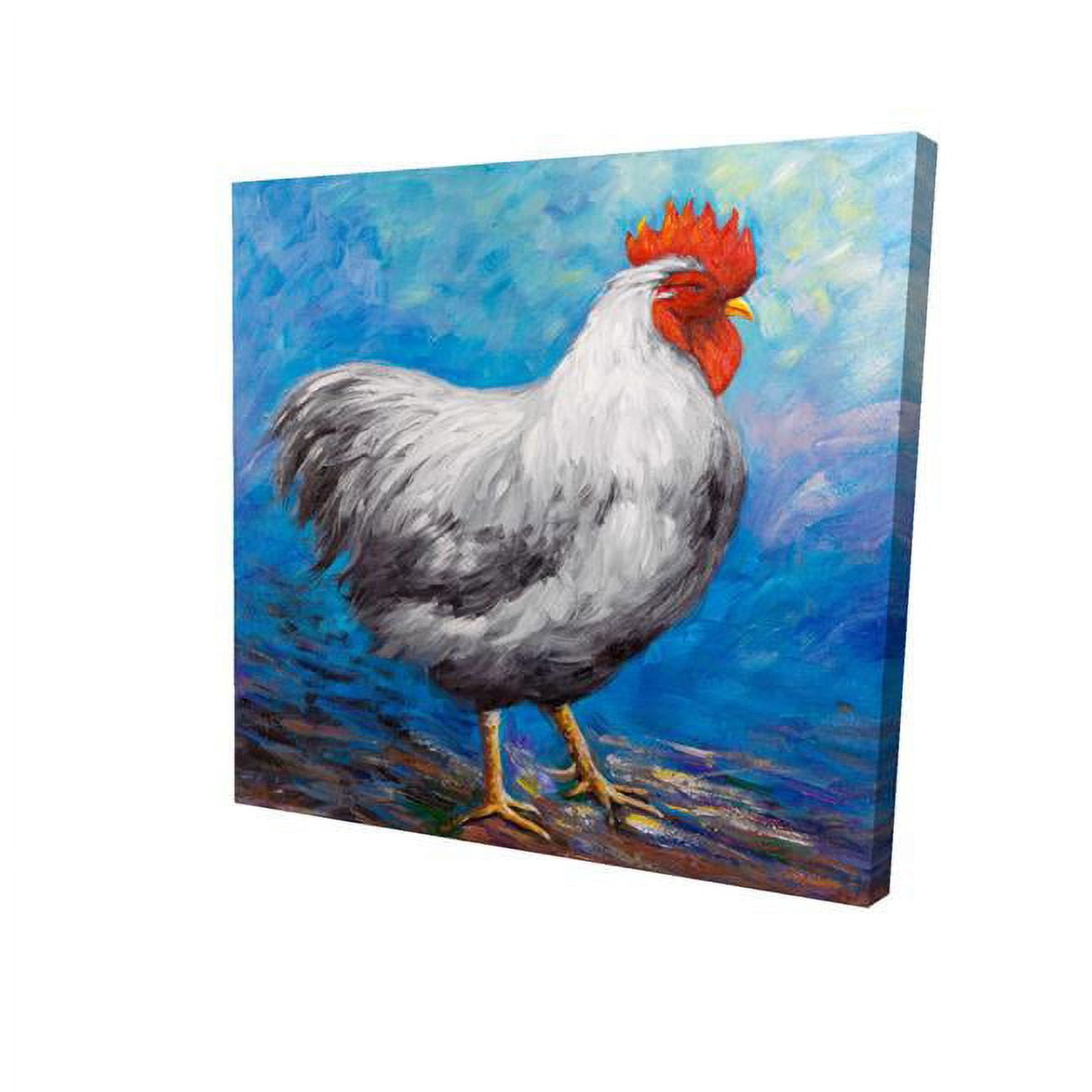 16 x 16 in. Grey Rooster-Print on Canvas