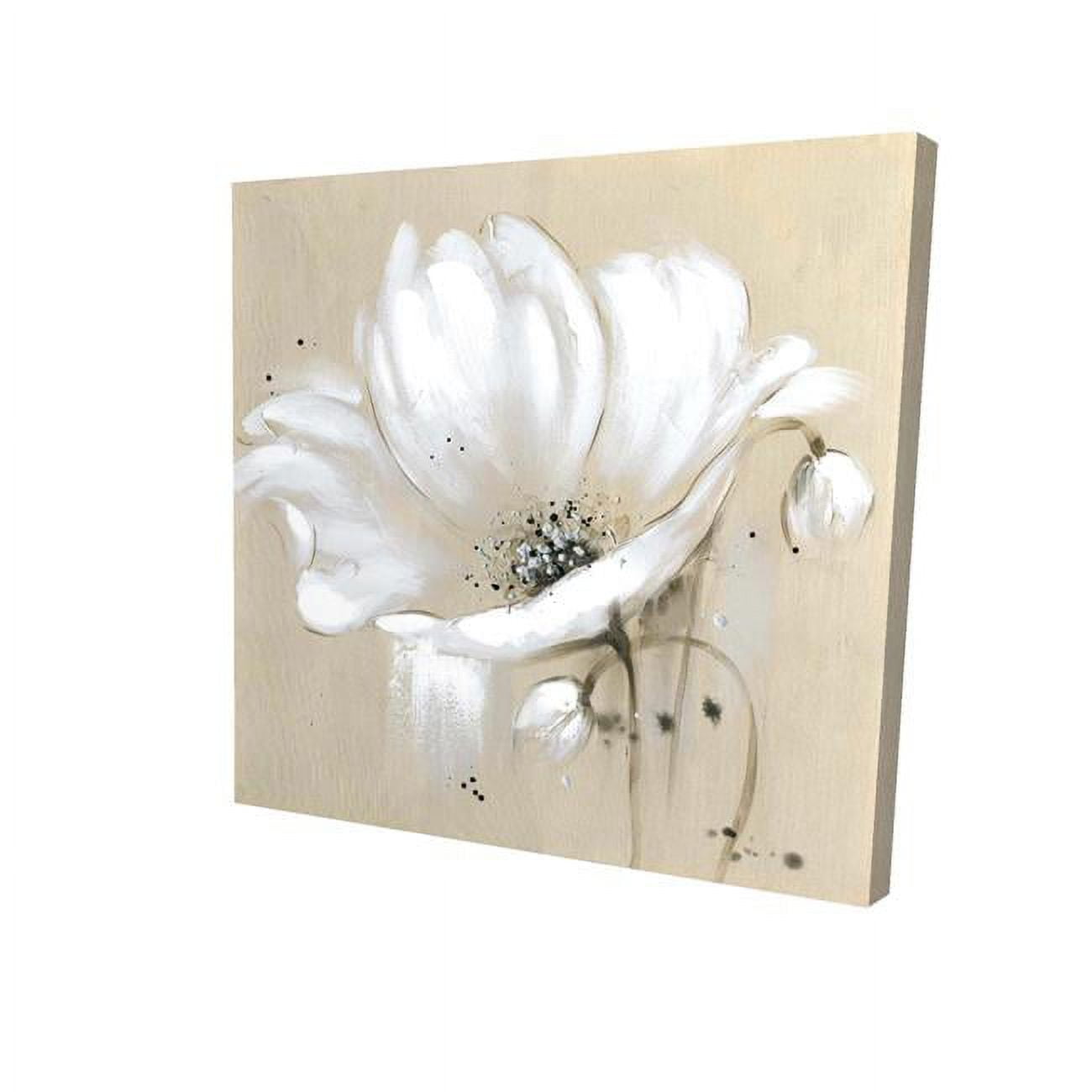 16 x 16 in. White Abstract Wild Flower-Print on Canvas