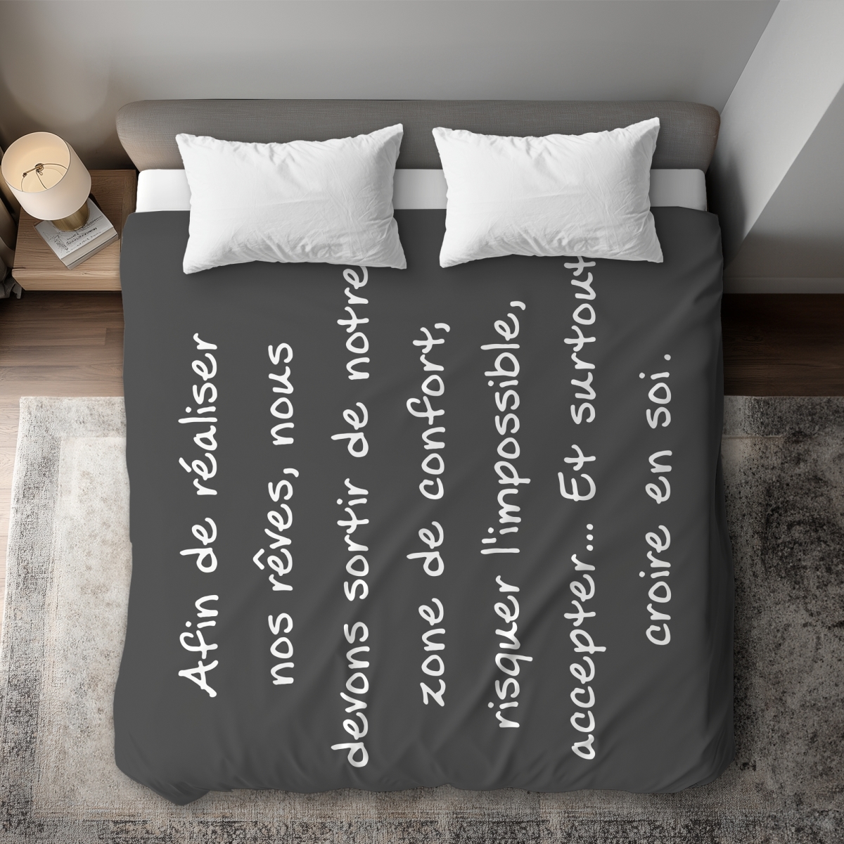 C1DCKSW0XKI4OD Make Our Dreams Come True King Size Duvet Cover - Modern Quotes Decor