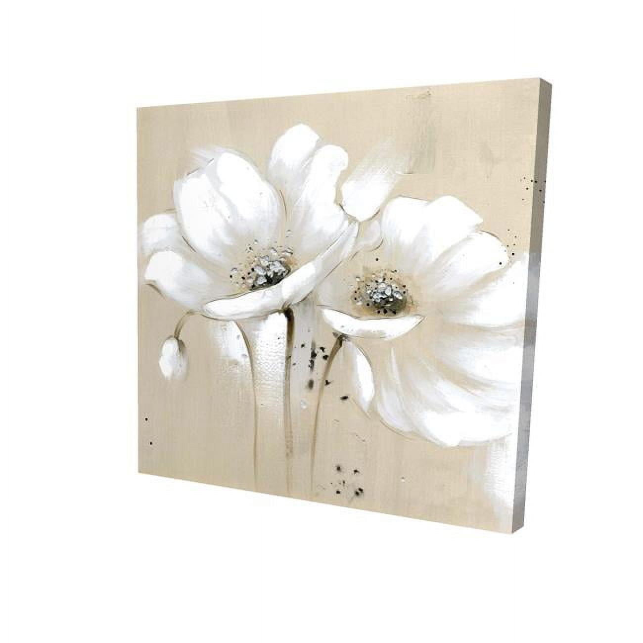 16 x 16 in. White Abstract Wild Flowers-Print on Canvas