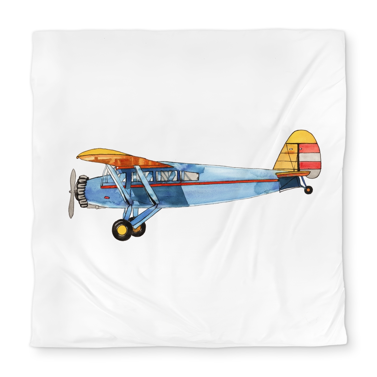 C1DCQSW0U1TIBN Small Blue Plane Queen Size Duvet Cover - Aviation Man Cave Decor