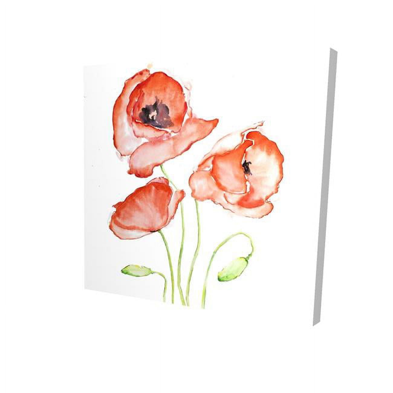 16 x 16 in. Watercolor Poppies-Print on Canvas