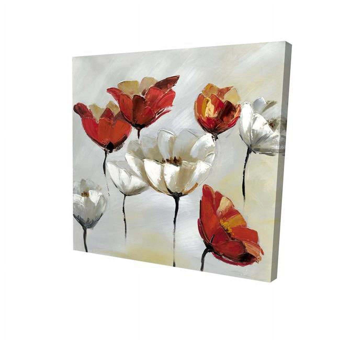 16 x 16 in. Abstract Red & White Flowers-Print on Canvas