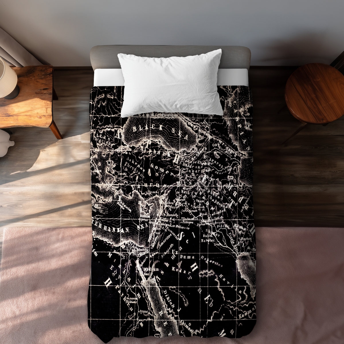 C1DCTXLWKFWX89 Old Maritime Maps - Satellite View Cities Twin Size Extra Long Duvet Cover - Home Decor