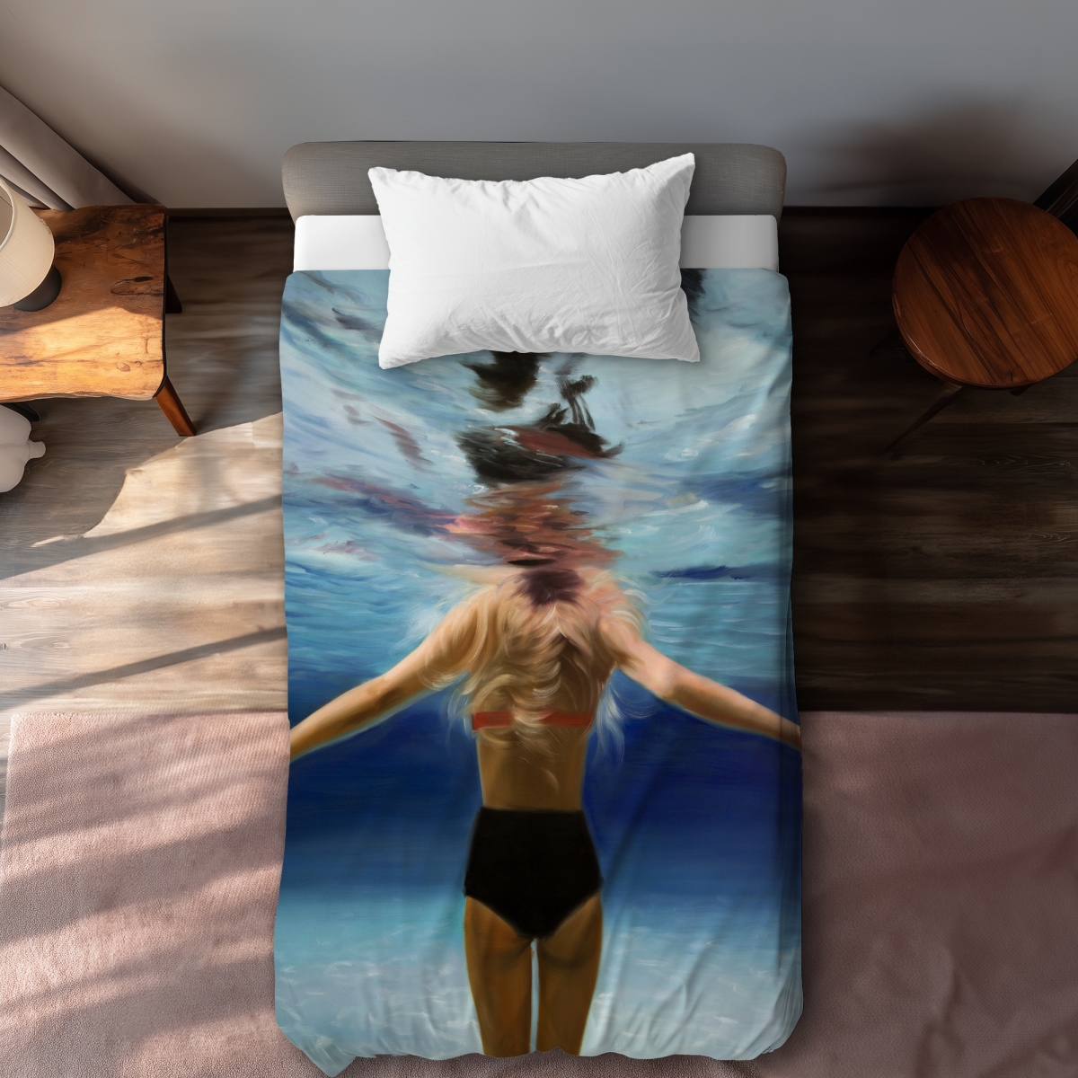 C1DCTXLWZHUOTB Under the Sea Figurative Bathroom Twin Size Extra Long Duvet Cover - Home Decor