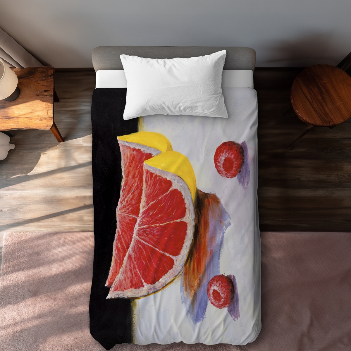 C1DCTSW0E1HS3O Grapefruit Slices - Pink Kitchen Twin Size Duvet Cover for Home Decor