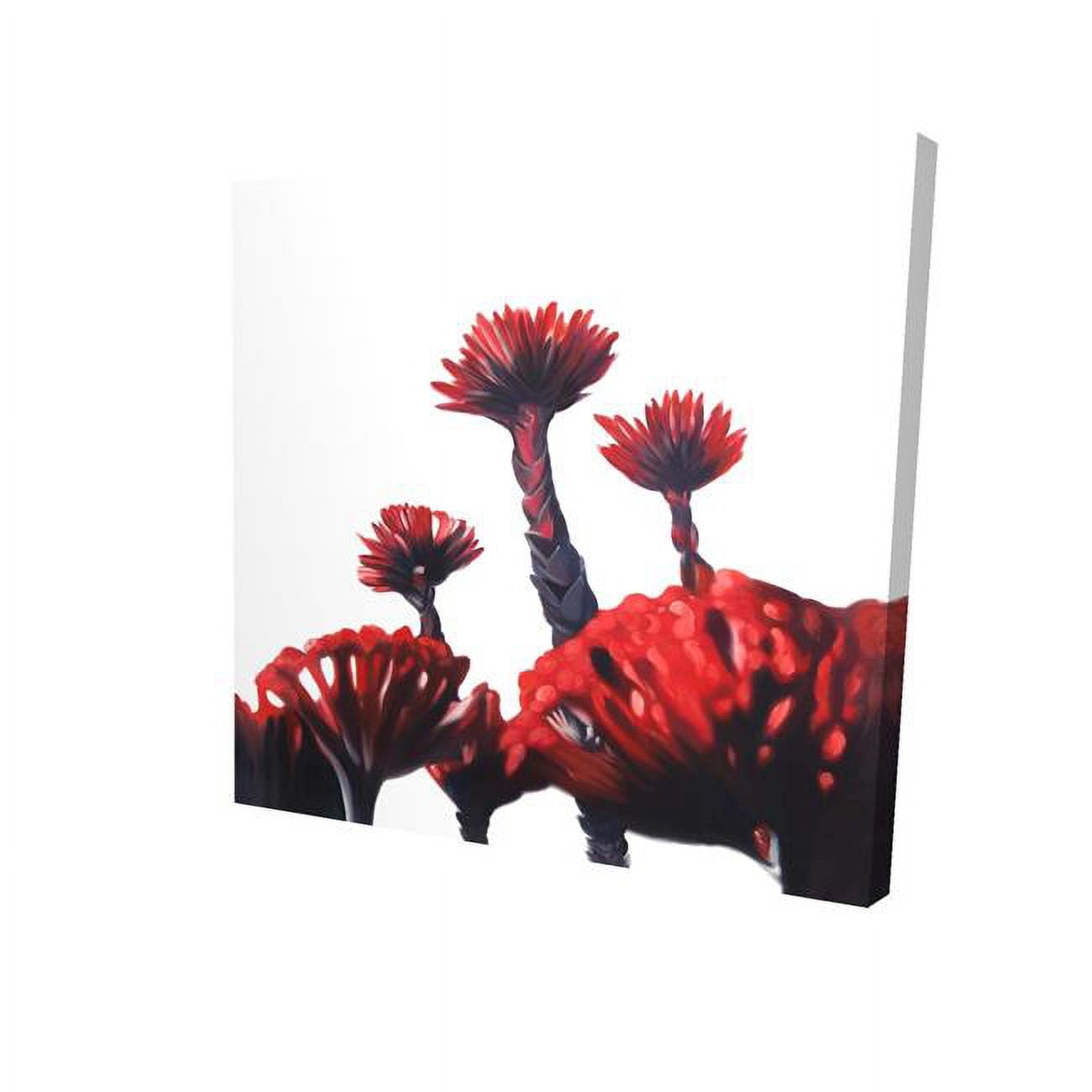 16 x 16 in. Red Tropical Flowers-Print on Canvas