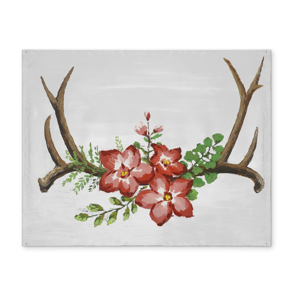 Picture of Begin Home Decor CPPM14180LYGIJ 14 x 18 in. Deer Horns & Pink Flowers Placemat - Bedroom Decor Essential