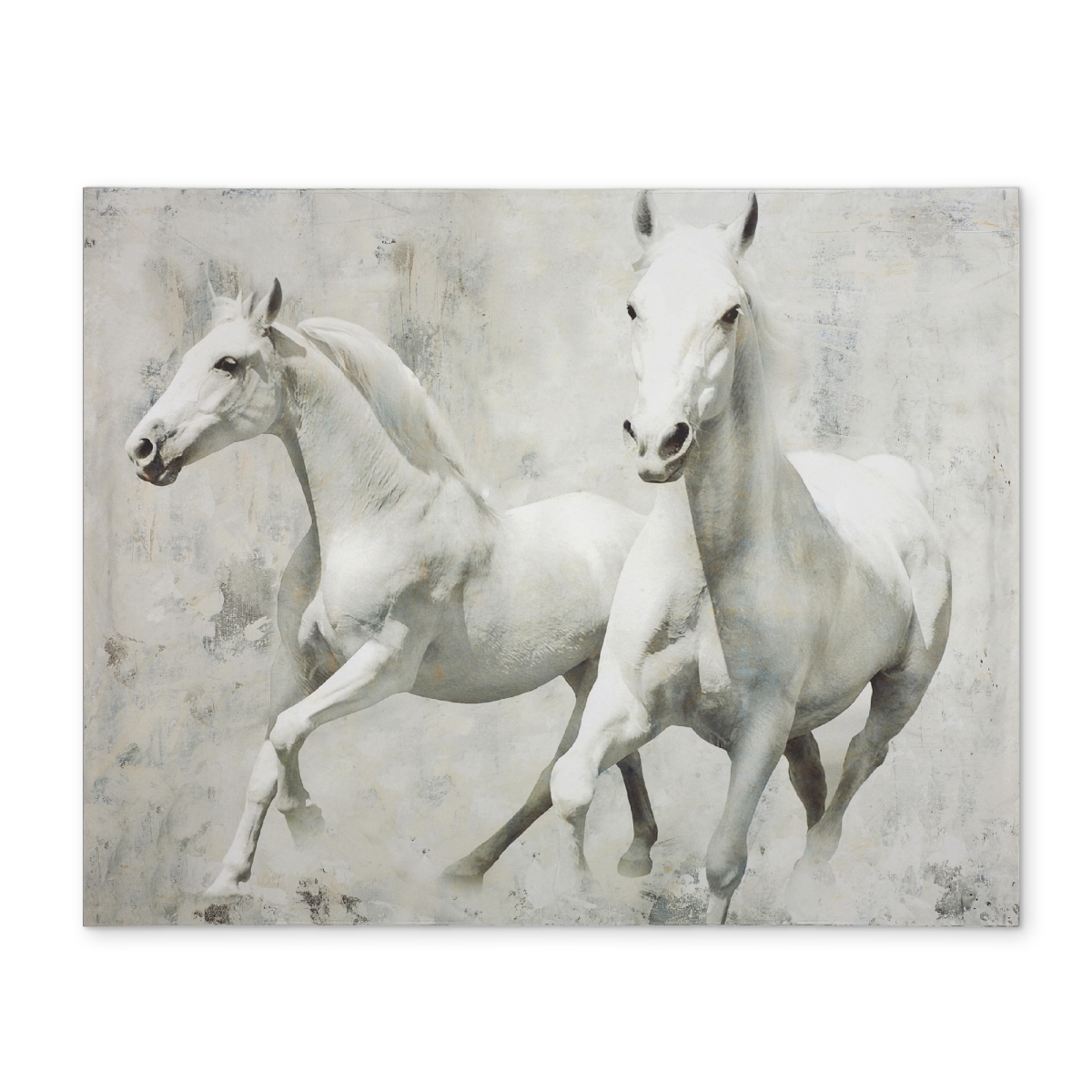 Picture of Begin Home Decor CPPM14186H2MIA 14 x 18 in. Two White Horse Farm Animal Polyester Placemat - Home Decor