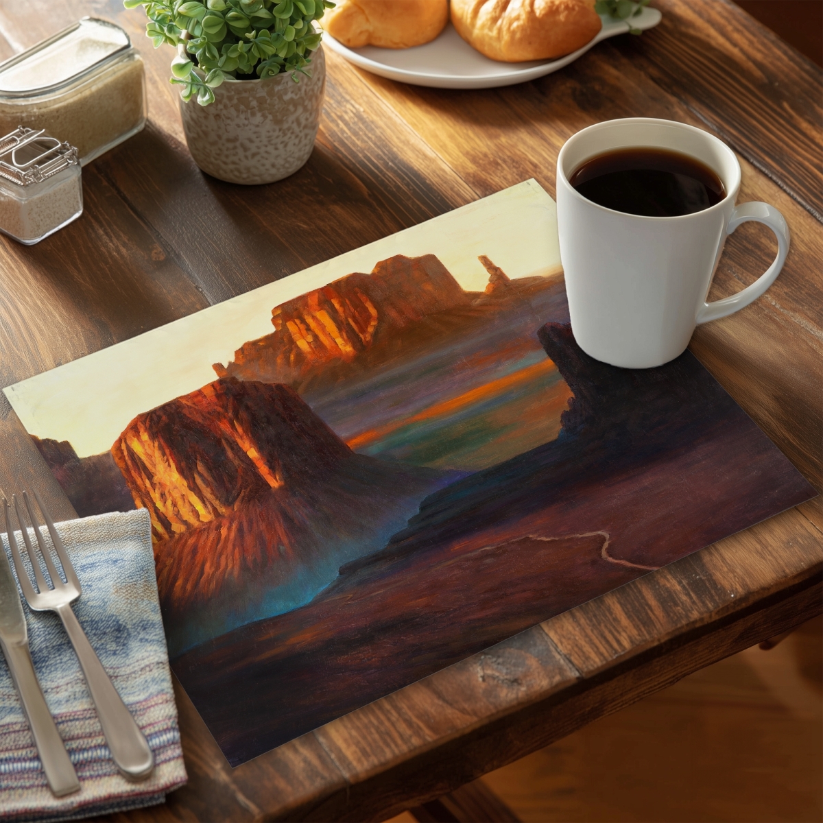 Picture of Begin Home Decor CPPM1418ZWGBYQ 14 x 18 in. Monument Valley Tribal Park Mountains Placemat - Home Decor
