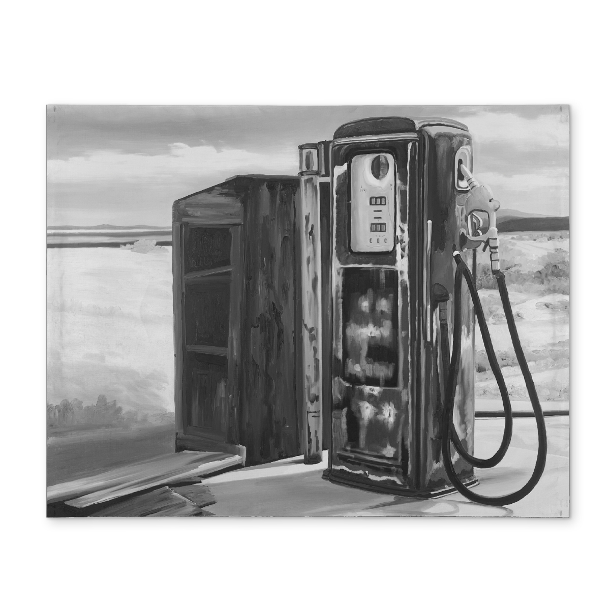 Picture of Begin Home Decor CPPM1418A6LAPF 14 x 18 in. Old Gas Pump Monochrome Car White Polyester Placemat Decor