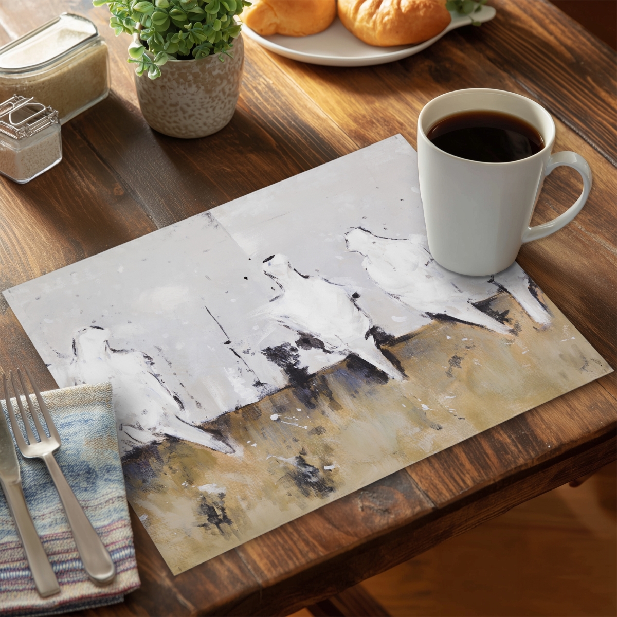 Picture of Begin Home Decor CPPM1418HG7HHG 14 x 18 in. Eight Perched Birds Polyester Placemat - Animal Bedroom Decor