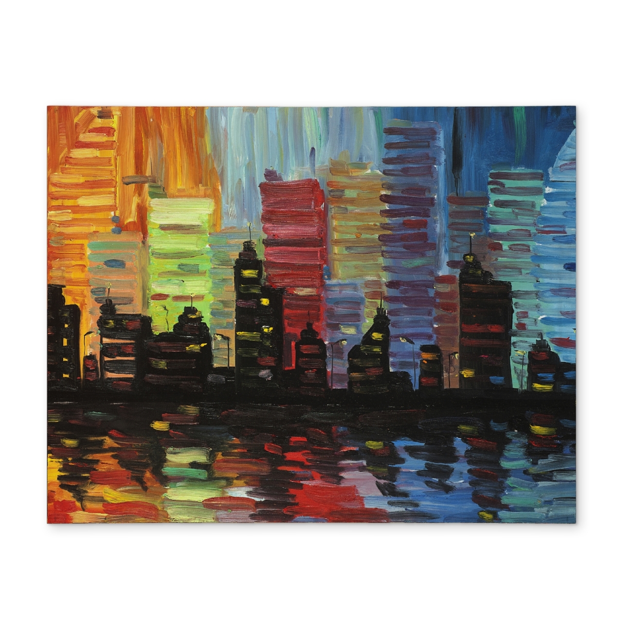 CPPM1418Y64ZP7 14 x 18 in. Colorful Cityscape Blue Cities Bedroom Polyester Placemat Decor