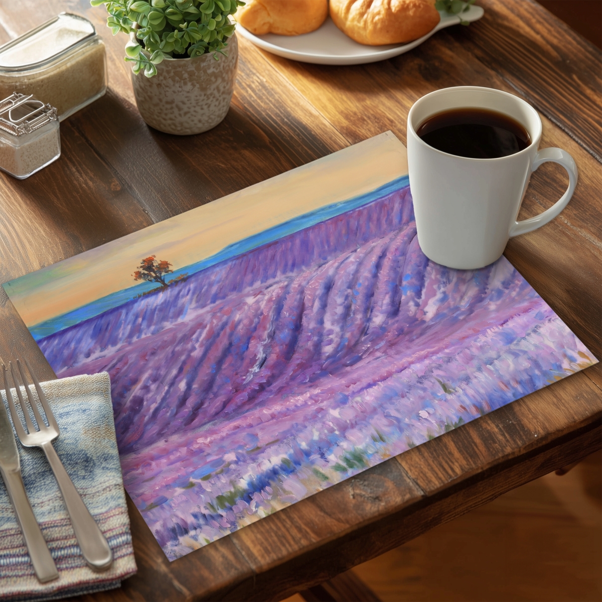 CPPM1418YKWOVY 14 x 18 in. Contemporary Botanical Polyester Placemat - Lavender Field Decor