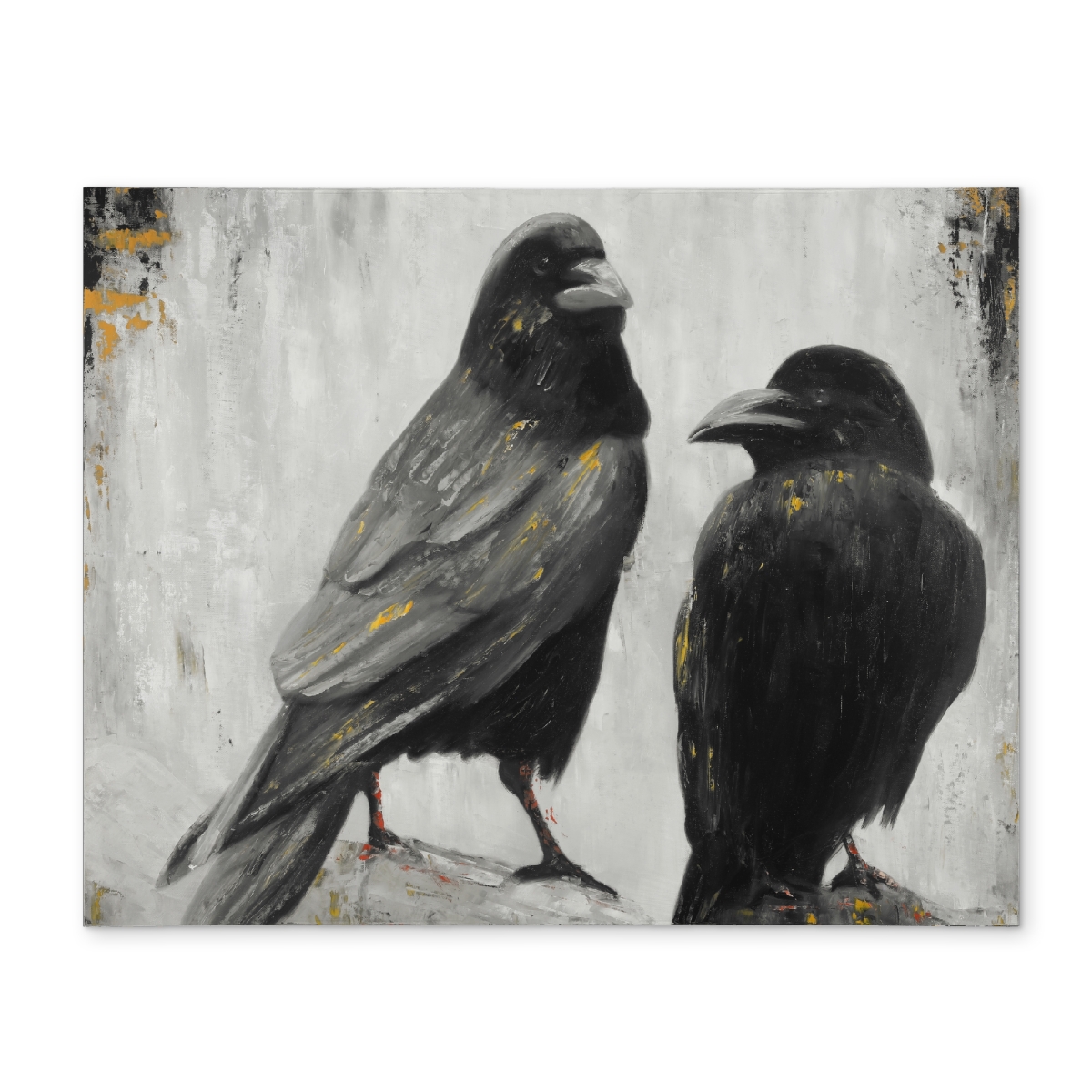 Picture of Begin Home Decor CPPM1418D5G2TN 14 x 18 in. Two Crows Birds Polyester Placemat - Industrial Bedroom Decor