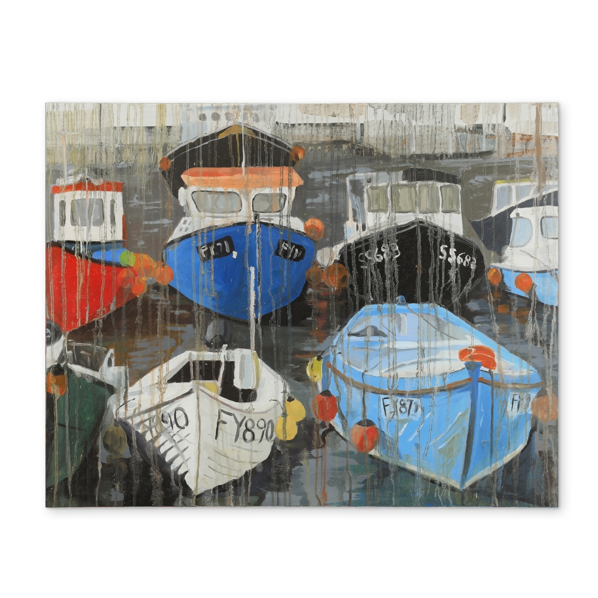 Picture of Begin Home Decor CPPM1418EQFT6B 14 x 18 in. Color Fading Rain at the Port - Blue Polyester Placemat