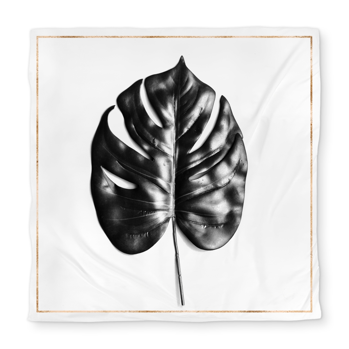 C1DCQSW09K5IH5 Split Leaf Philodendron Queen Size Duvet Cover - Black Exotic Home Decor