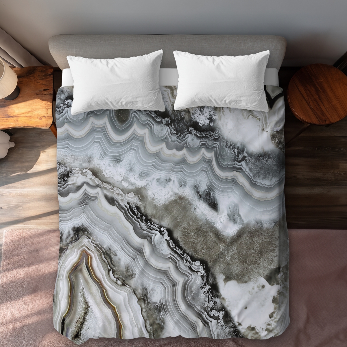 C1DCQSW09OGK0B Abstract Geode Queen Size Duvet Cover - Hyperrealist Home Decor