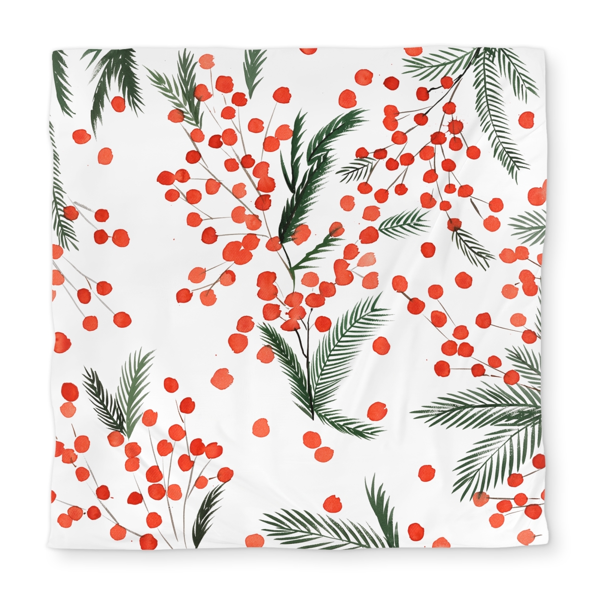 C1DCQSW00AS1EU Mistletoe Leaf Pattern Queen Size Duvet Cover - Minimalist Green
