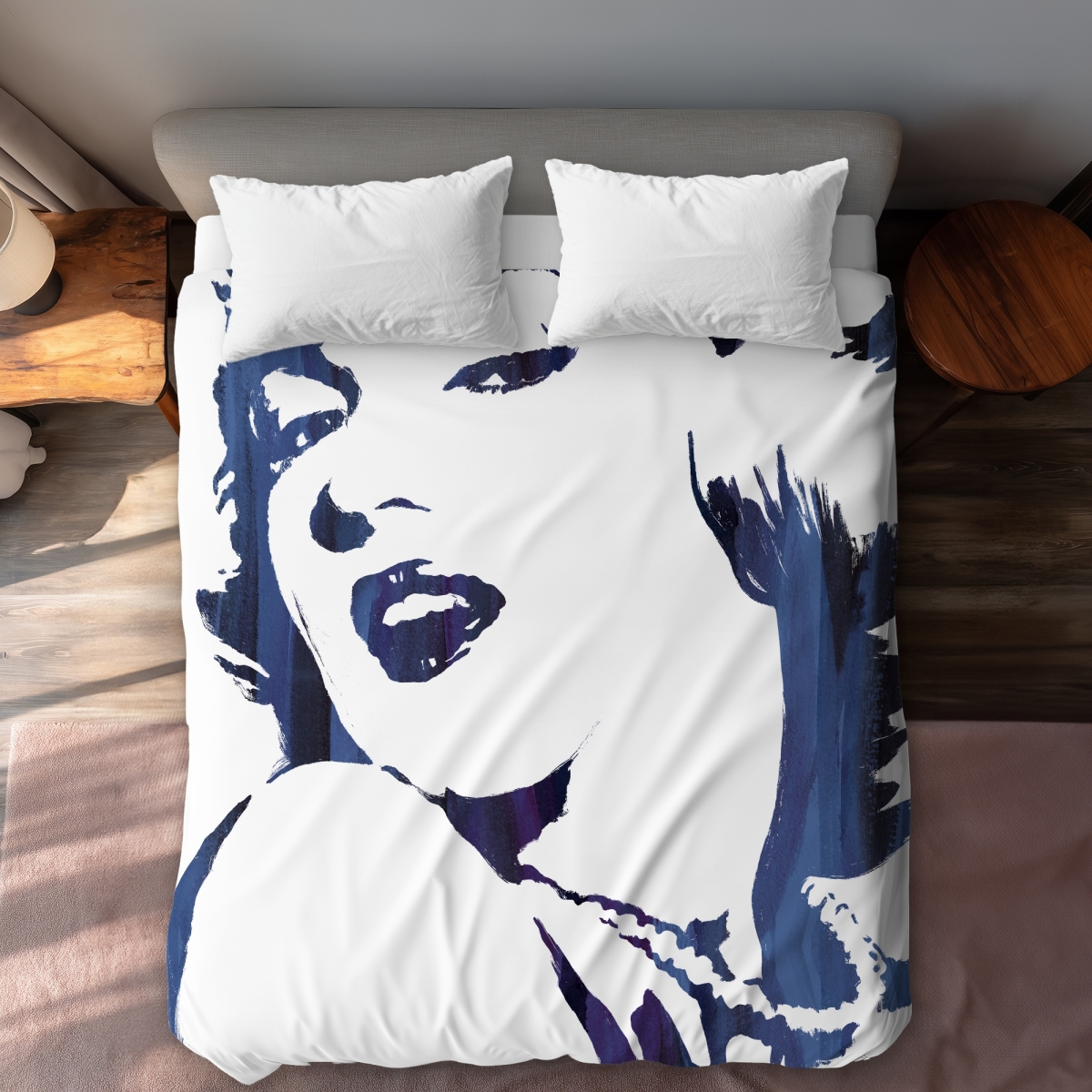 C1DCQSW0Z63C0F Marilyn Monroe in Blue - Retro Figurative Queen Size Duvet Cover - Home Decor