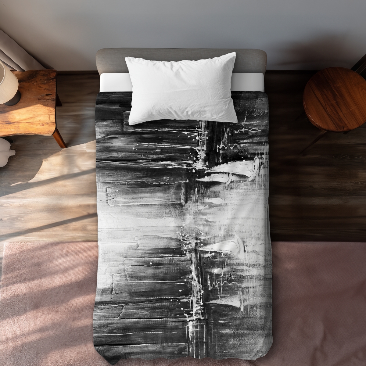 C1DCTSW0M6GR20 Grayscale Boats on the Water Twin Size Duvet Cover - Home Decor