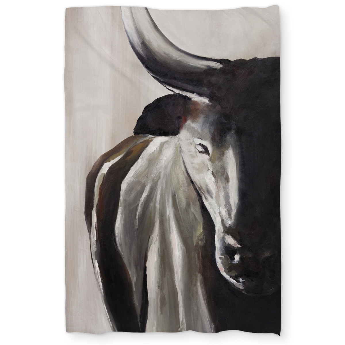 C1DCTXLWXB3K1V Bull Head Front View - Rustic Twin Size Extra Long Duvet Cover for Home Decor