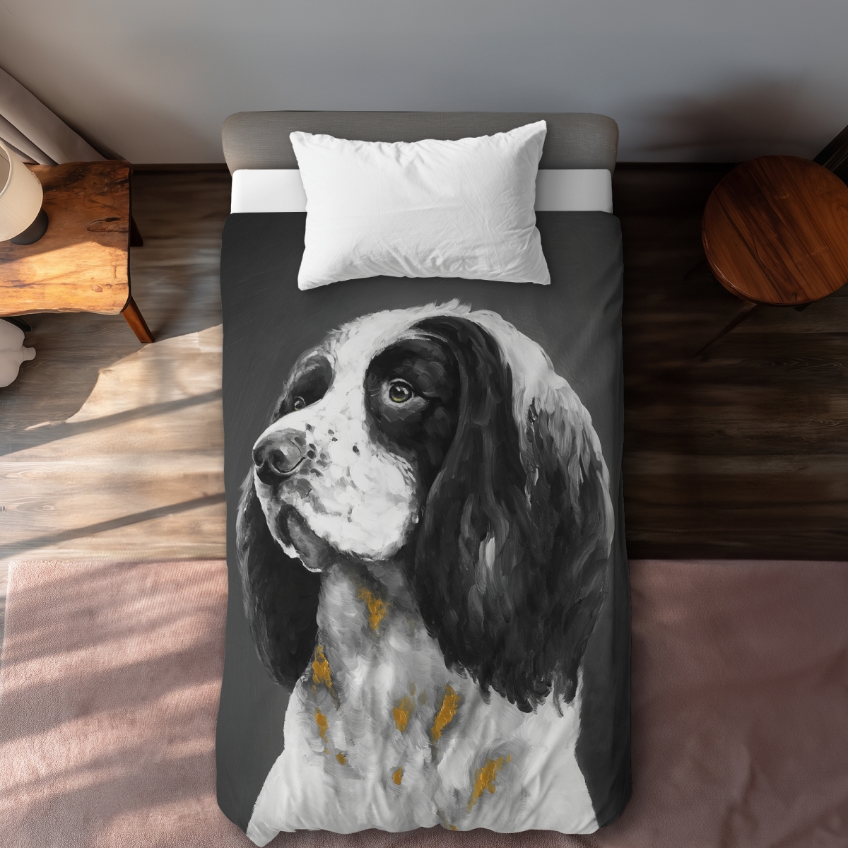 C1DCTXLWZNYGDC English Springer Spaniel Dog Bedroom Gold Twin Size Extra Long Duvet Cover - Decor