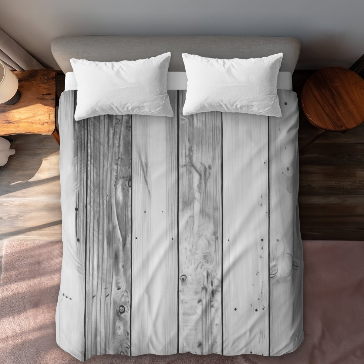 C1DCQSW087LG2K Wood Texture Rustic Queen Size Duvet Cover - Home Decor Essentials