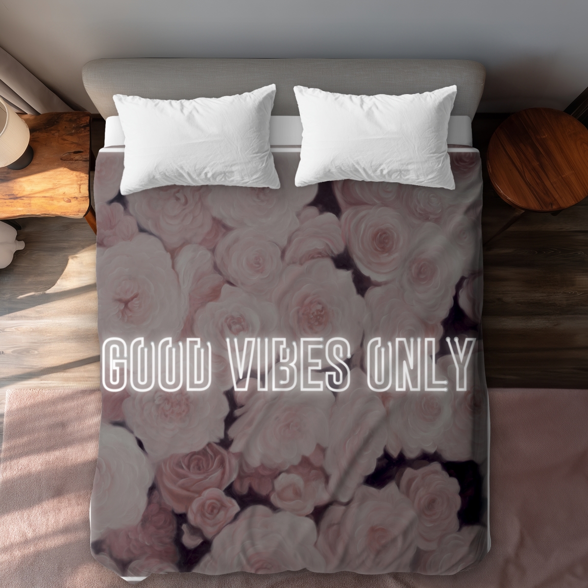 C1DCQSW06DJLF3 Good Vibes Only - Roses Office Flowers Queen Size Duvet Cover - Home Decor