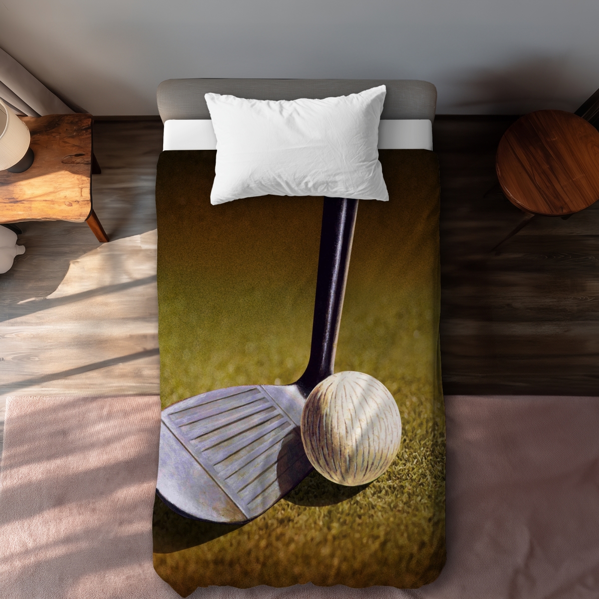 C1DCTSW0NB9HTR Closeup of A Golf Club Twin Size Duvet Cover - Man Cave Home Decor