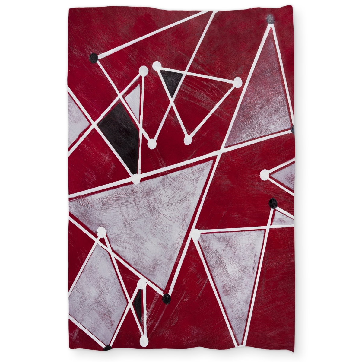 C1DCTXLWIXCZ8D White Triangles on Red Background Twin Size Extra Long Duvet Cover - Office Decor