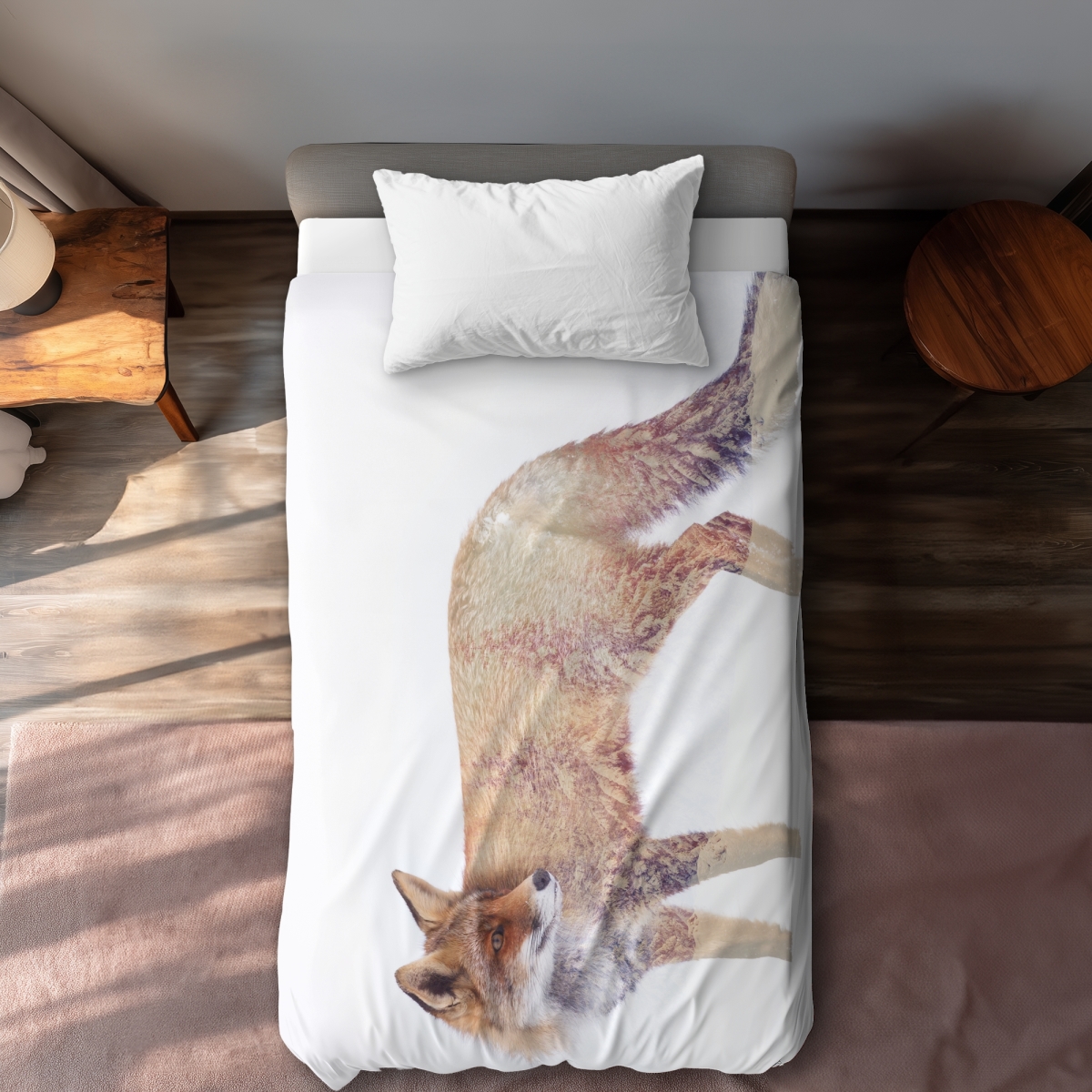 C1DCTXLWOX1M3E Forest & Fox Gray Trees Twin Size Extra Long Duvet Cover - Home Decor Essentials