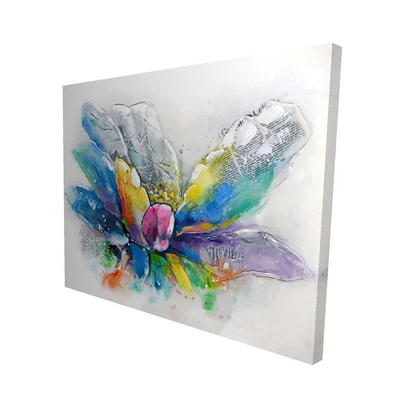 16 x 20 in. Abstract Flower with Newspaper-Print on Canvas