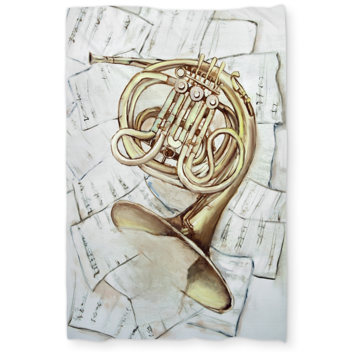 C1DCTXLWOGZ4ZL Horn on Music Sheet Twin Size Extra Long Duvet Cover - Illustrative Home Decor