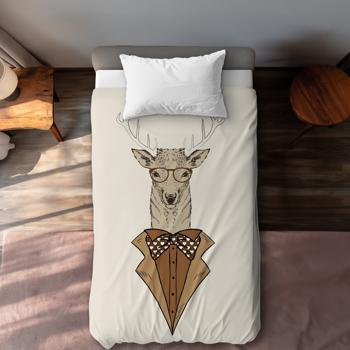 C1DCTXLW0C57NY Deer with Brown Coat Rustic Livingroom Twin Size Extra Long Duvet Cover - Home Decor