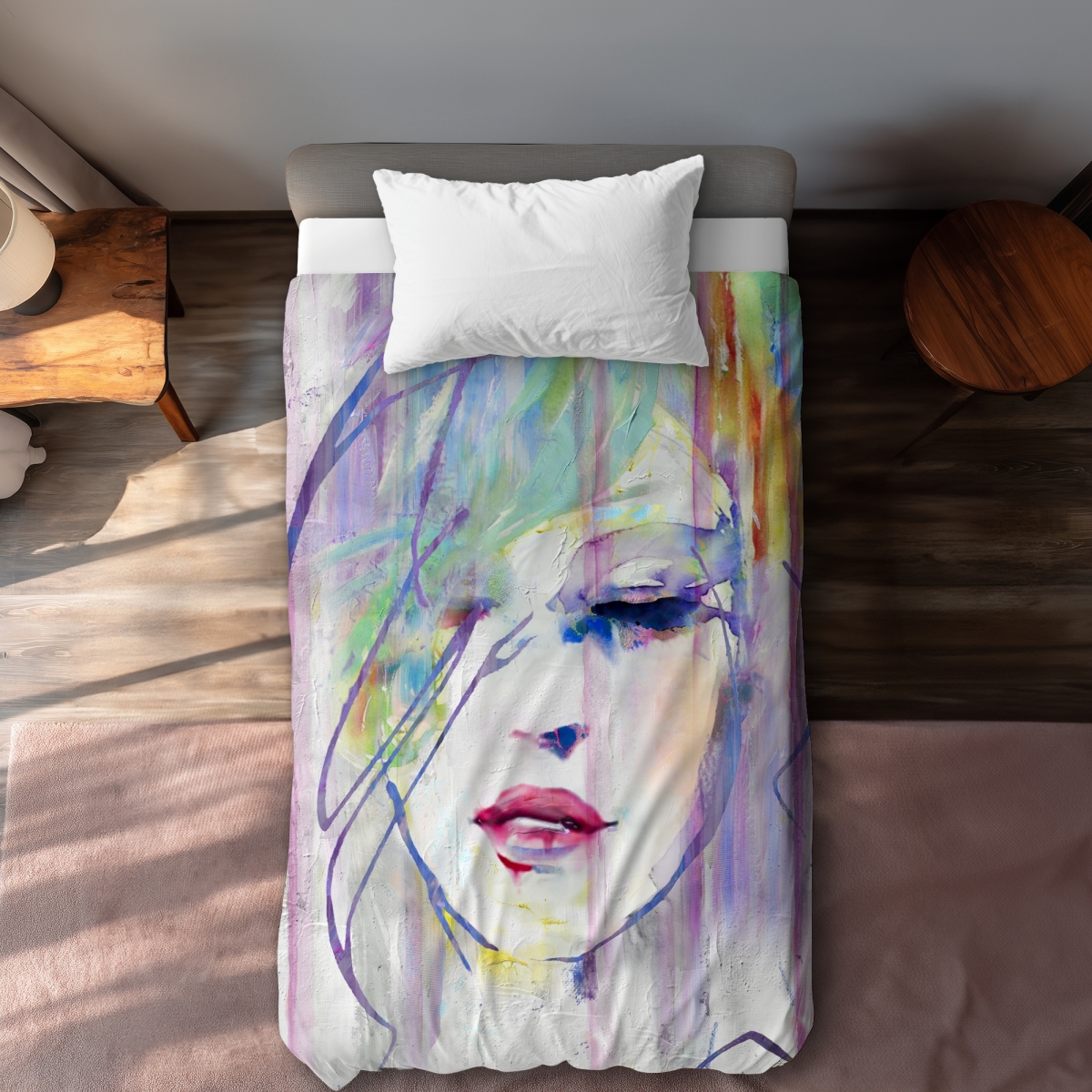C1DCTXLWEH0A73 Abstract Beauty Figurative Neo Mint Twin Size Extra Long Duvet Cover - Home Decor