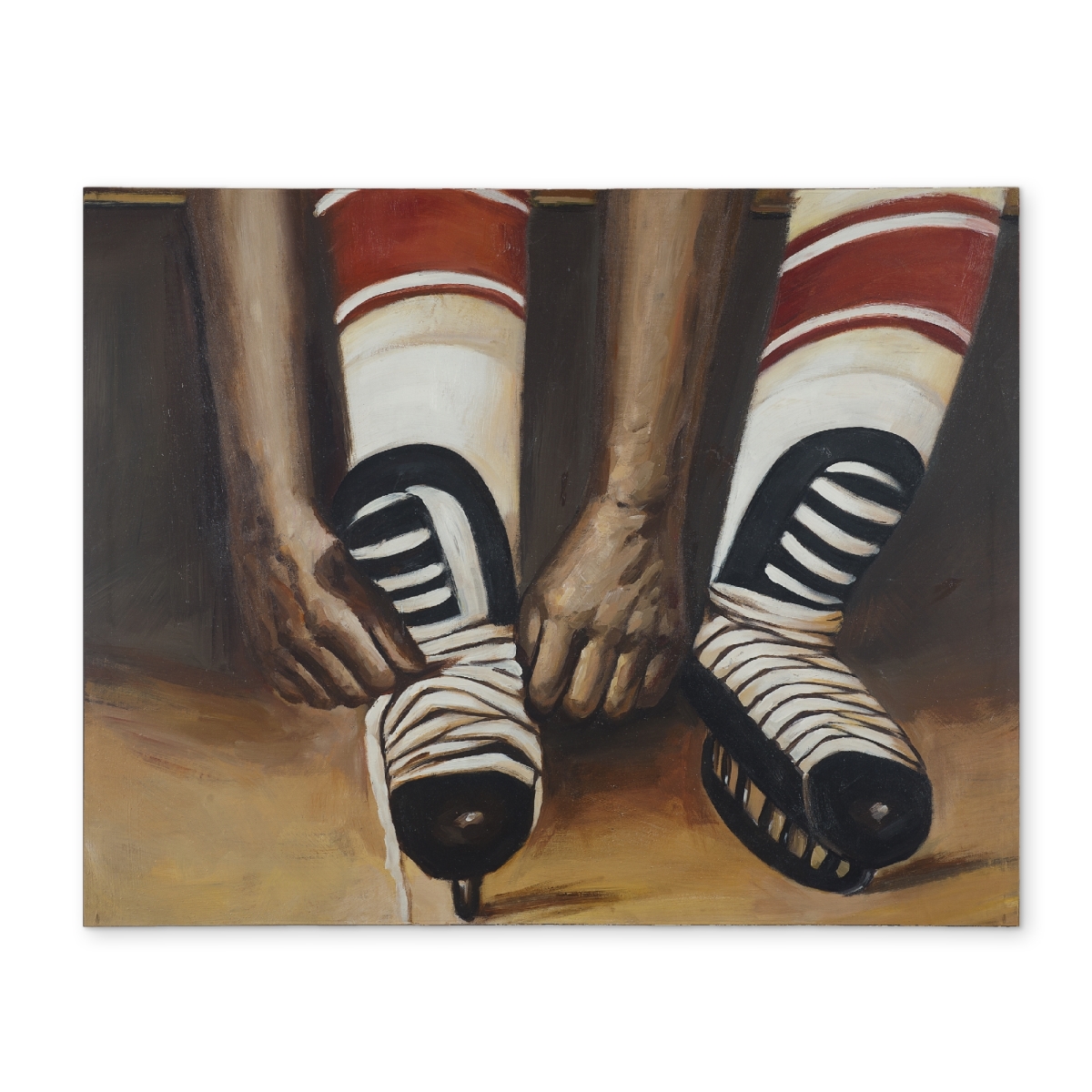 Picture of Begin Home Decor CPPM1418H50OIH 14 x 18 in. Hockey Player Ties Skates Brown Polyester Placemat - Home Decor